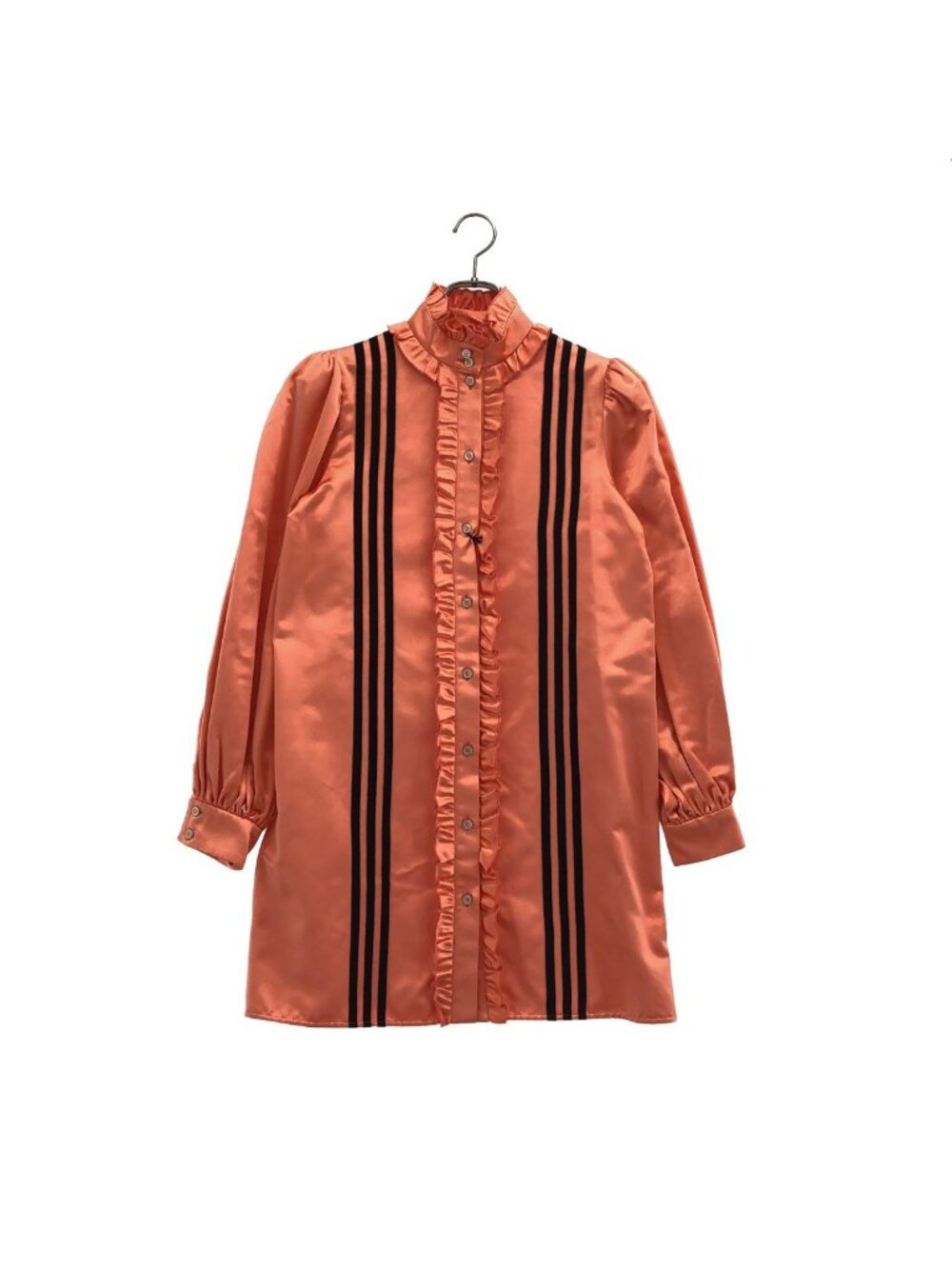 Gucci Adidas Silk Frill Color Shirt Dress Pink Orange 40